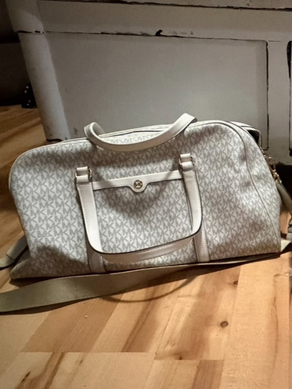 Michael Kors Cream and Beige Monogram Weekender Bag